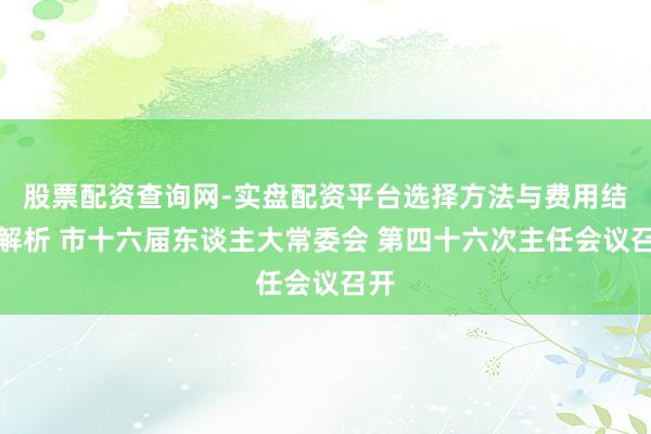 股票配资查询网-实盘配资平台选择方法与费用结构解析 市十六届东谈主大常委会 第四十六次主任会议召开