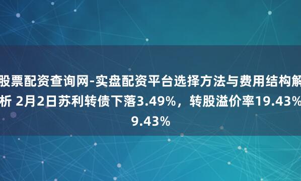股票配资查询网-实盘配资平台选择方法与费用结构解析 2月2日苏利转债下落3.49%，转股溢价率19.43%