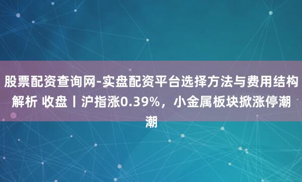 股票配资查询网-实盘配资平台选择方法与费用结构解析 收盘丨沪指涨0.39%，小金属板块掀涨停潮